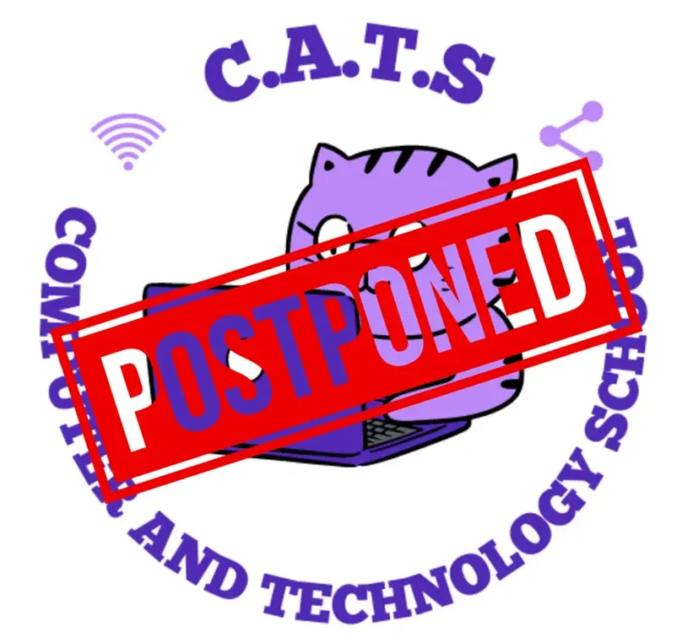 Notice says: Due to current staffing shortage, Computer and Technology Program is postponed until the New Year.